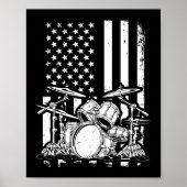Drum Kit American Flag Drummer Musician Poster (Voorkant)