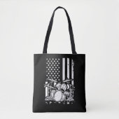 Drum Kit American Flag Drummer Musician Tote Bag (Voorkant)