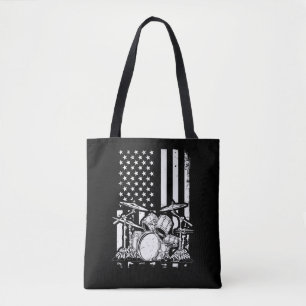Drum Kit American Flag Drummer Musician Tote Bag