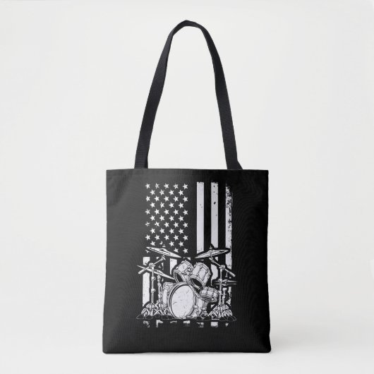 Drum Kit American Flag Drummer Musician Tote Bag (Voorkant)