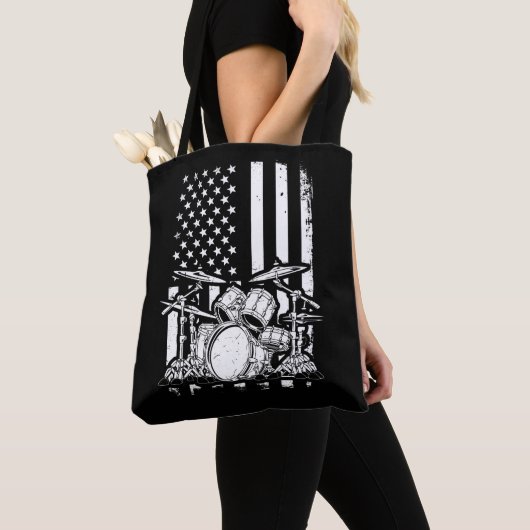 Drum Kit American Flag Drummer Musician Tote Bag (Dichtbij)