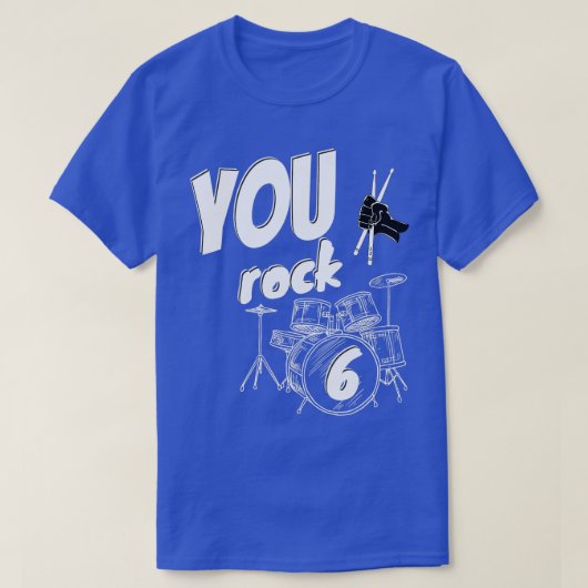 Drum Kit Drummer 6 jaar 6e verjaardag jongens meis T-shirt (Design voorkant)