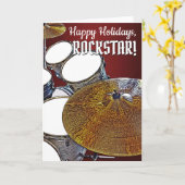 Drum Kit Drummer Kaart voor Kerstmis Musician Rock (Gele Bloem)