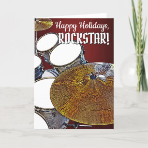 Drum Kit Drummer Kaart voor Kerstmis Musician Rock