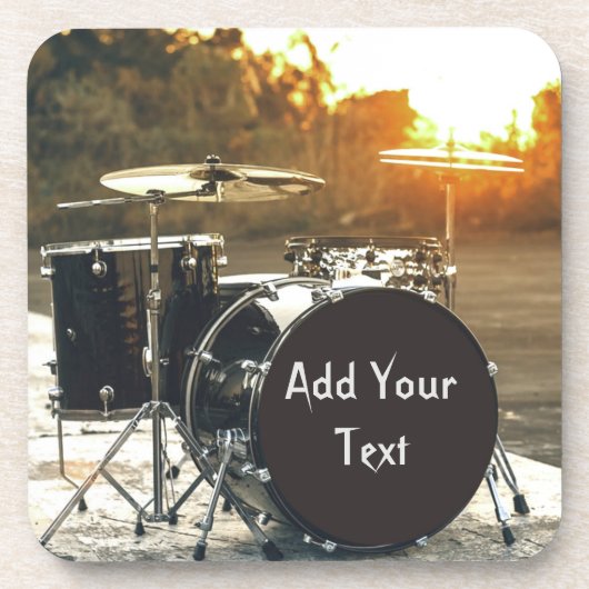 Drum Kit Drummer Rock personaliseren Aanpassen Bier Onderzetter (Voorkant)
