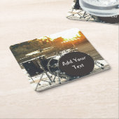 Drum Kit Drummer Rock personaliseren Aanpassen Kartonnen Onderzetters (Schuin)