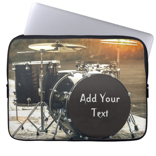 Drum Kit Drummer Rock personaliseren Aanpassen Laptop Sleeve (Voorkant)