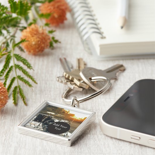 Drum Kit Drummer Rock personaliseren Aanpassen Sleutelhanger (Zijkant)