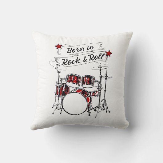 Drum Kit Geboren in Rock & Roll Drummer Kind Drumm Kussen (Achterkant)