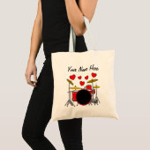 Drum Kit met Harten Drummer Musician Custom Tote Bag (Voorkant (product))