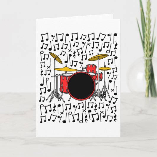Drum Kit Musical Notes Percussie Leraar Musicus Feestdagen Kaart (Voorkant)