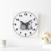 "Drum kit"-ontwerpwandklokken Vierkante Klok (Huis)