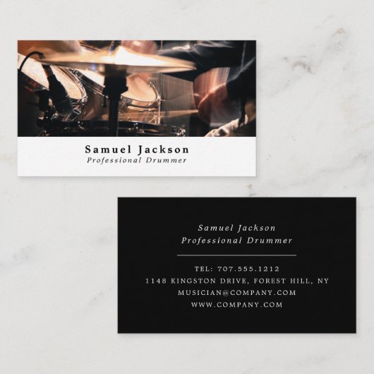 Drum Kit, professionele muzikant Visitekaartje (Voorkant / Achterkant)