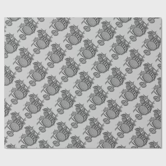 Drum kit rock band grunge cadeaupapier (Vlak)