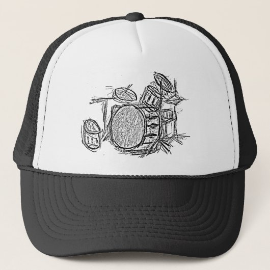 Drum kit rock band grunge trucker pet (Voorkant)