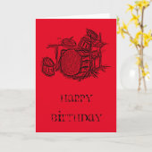 Drum kit rock band grunge verjaardag kaart (Gele Bloem)