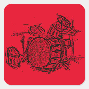 Drum kit rock band grunge vierkante sticker