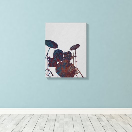 Drum Kit Silhouet Canvas Drummer Muziek Kunst (Insitu (Houten vloer))