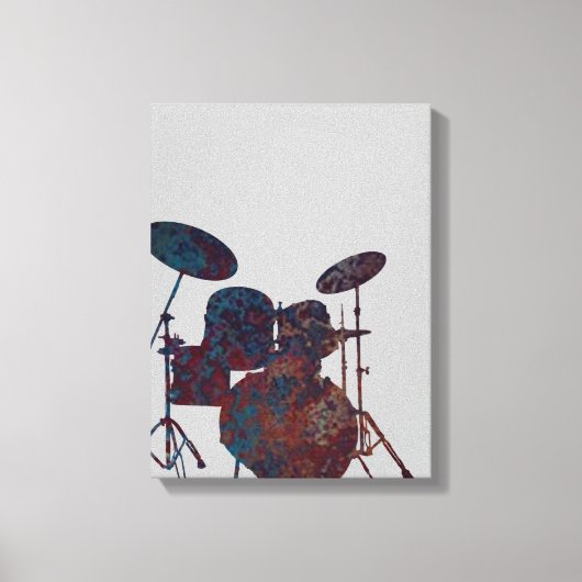 Drum Kit Silhouet Canvas Drummer Muziek Kunst (Voorkant)