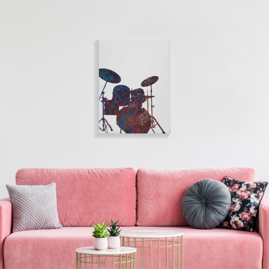 Drum Kit Silhouet Canvas Drummer Muziek Kunst (Insitu (Woonkamer))