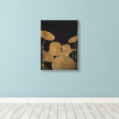 Drum Kit Silhouet Canvas Drummer Muziek Kunst Afdruk (Insitu (Houten vloer))
