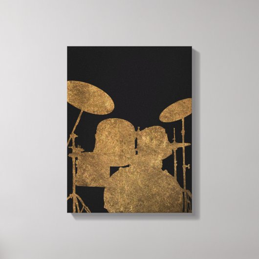 Drum Kit Silhouet Canvas Drummer Muziek Kunst Afdruk (Voorkant)