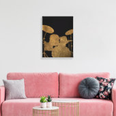 Drum Kit Silhouet Canvas Drummer Muziek Kunst Afdruk (Insitu (Woonkamer))