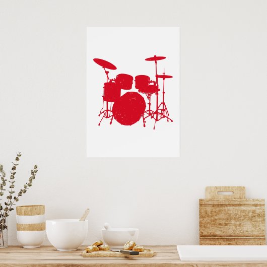 Drum Kit Silhouette Poster (Keuken)