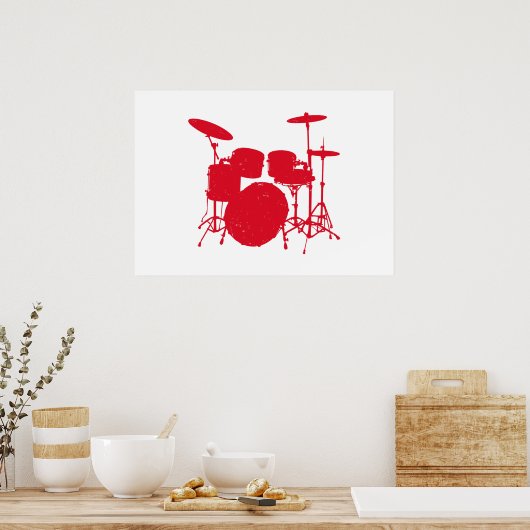 Drum Kit Silhouette Poster (Keuken)