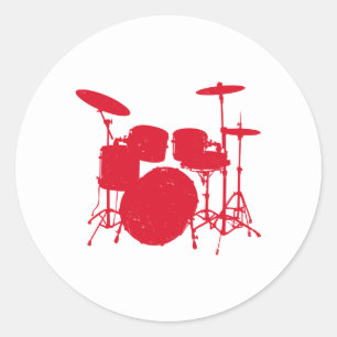 Drum Kit Silhouette Ronde Sticker