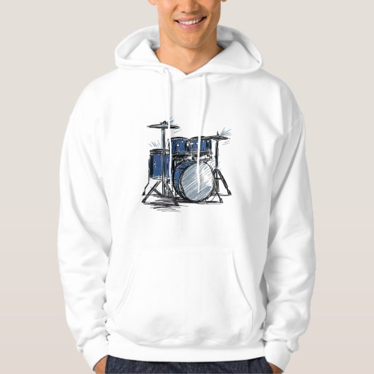 Drum Kit Sketch Music Hoodie (Voorkant)
