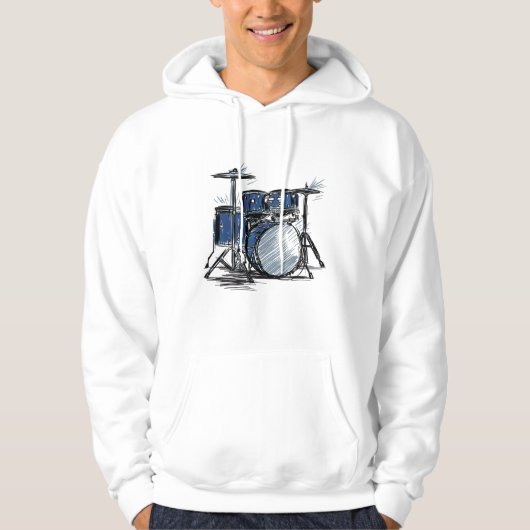 Drum Kit Sketch Music Hoodie (Voorkant)