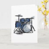 Drum Kit Sketch Music Kaart (Gele Bloem)