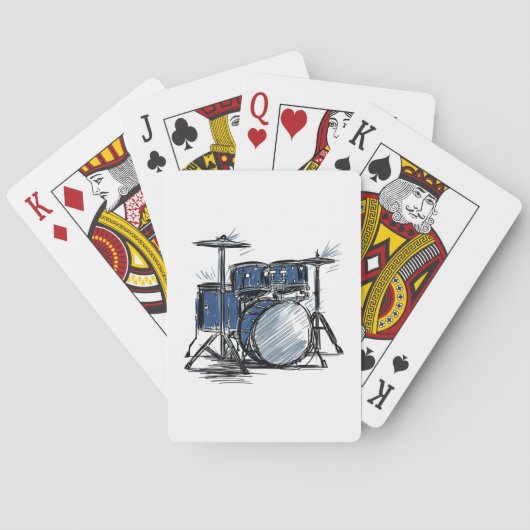 Drum Kit Sketch Music Pokerkaarten (Achterkant)