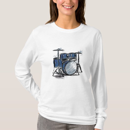 Drum Kit Sketch Music T-shirt (Voorkant)