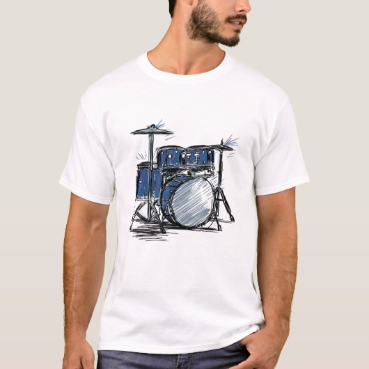 Drum Kit Sketch Music T-shirt (Voorkant)