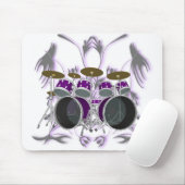 Drum Kit & Tribal Artwork (paars) - Mousepad Muismat (Met muis)