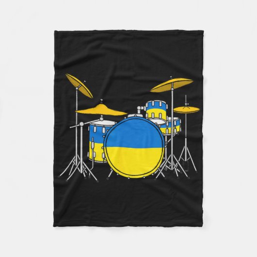 Drum Kit Ukrainian Flag Ukraine Drummer Musician  Fleece Deken (Voorkant)