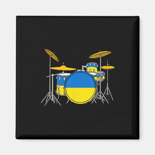 Drum Kit Ukrainian Flag Ukraine Drummer Musician  Magneet (Voorkant)