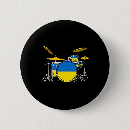 Drum Kit Ukrainian Flag Ukraine Drummer Musician  Ronde Button 5,7 Cm (Voorkant)
