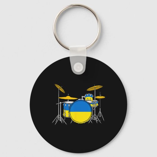Drum Kit Ukrainian Flag Ukraine Drummer Musician  Sleutelhanger (Voorkant)