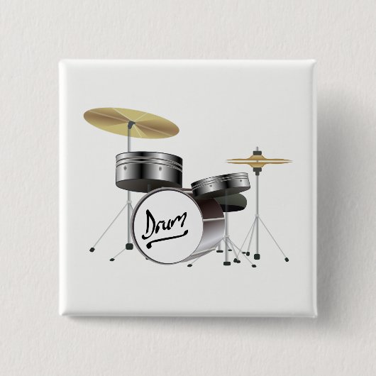 Drum Kit Vierkante Button 5,1 Cm (Voorkant)