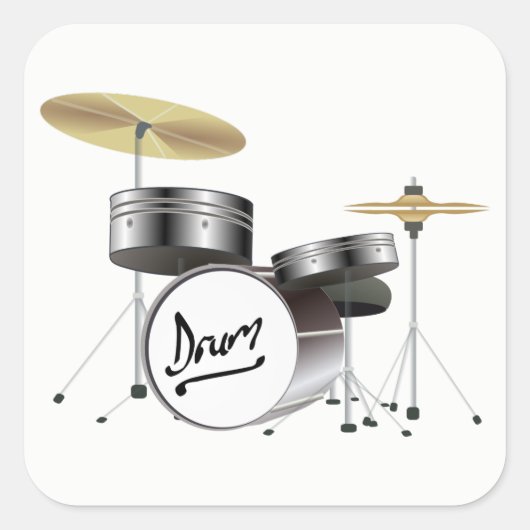 Drum Kit Vierkante Sticker (Voorkant)
