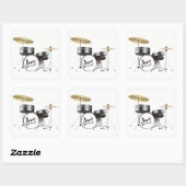 Drum Kit Vierkante Sticker (Vel)