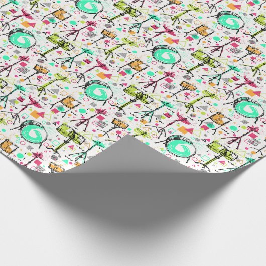 Drum Kit: Waterverf Memphis Retro. Cadeaupapier (Hoek)