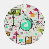 Drum Kit: Waterverf Memphis Retro. Glas Ornament (Achterkant)