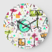 Drum Kit: Waterverf Memphis Retro. Grote Klok (Voorkant)