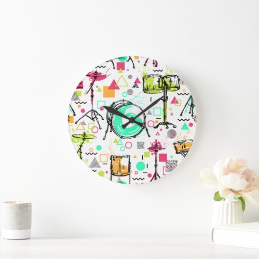 Drum Kit: Waterverf Memphis Retro. Grote Klok (Huis)