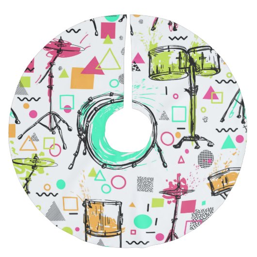 Drum Kit: Waterverf Memphis Retro. Kerstboom Rok (Voorkant)