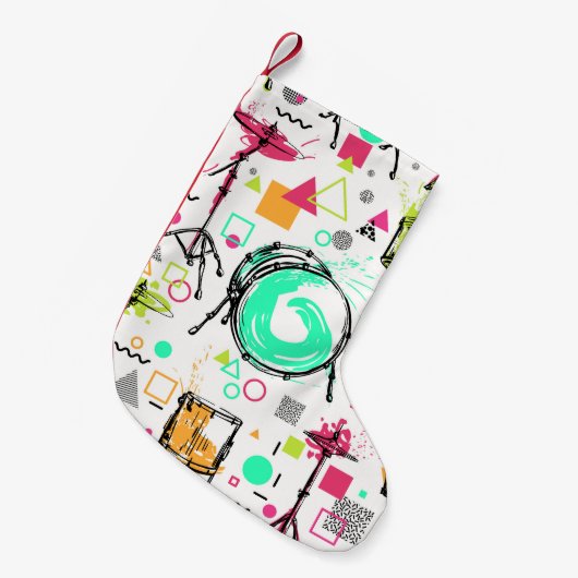 Drum Kit: Waterverf Memphis Retro. Kleine Kerstsok (Voorkant (Hangend))